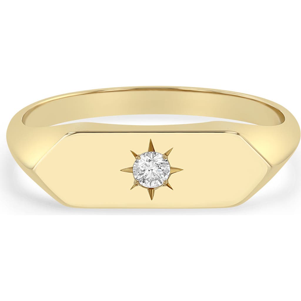 Zoë Chicco 14k Gold Diamond Flag Signet Ring In 14k Yellow Gold