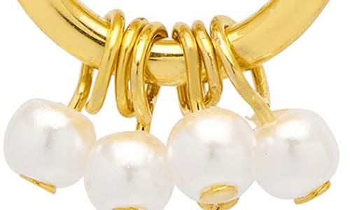 Estella Bartlett Pearl Drop Double Hoop Earrings In Gold