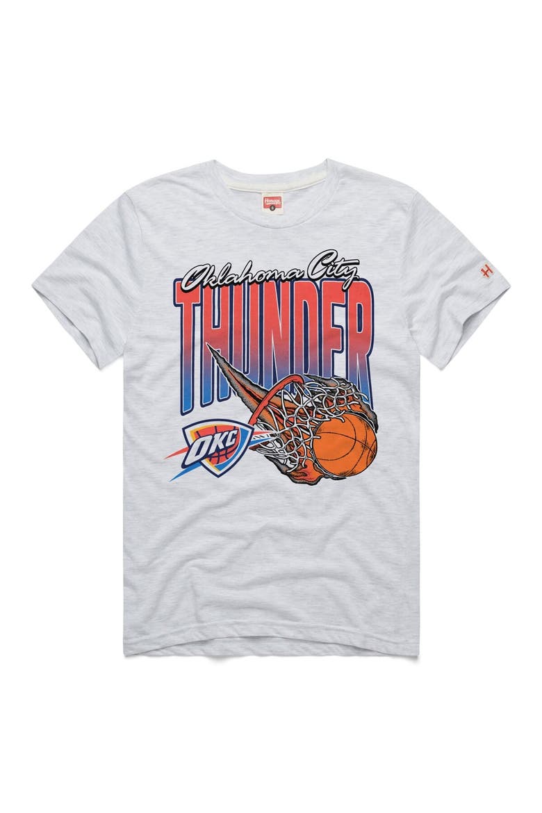 Unisex Homage  Ash Oklahoma City Thunder On Fire Tri-Blend T-Shirt, Main, color, Ash
