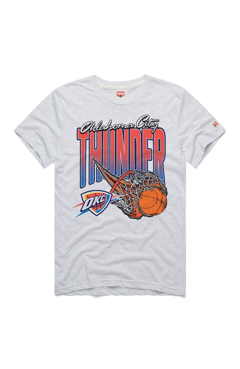 Homage Unisex Homage Ash Oklahoma City Thunder On Fire Tri-Blend T-Shirt, Main, color, Ash