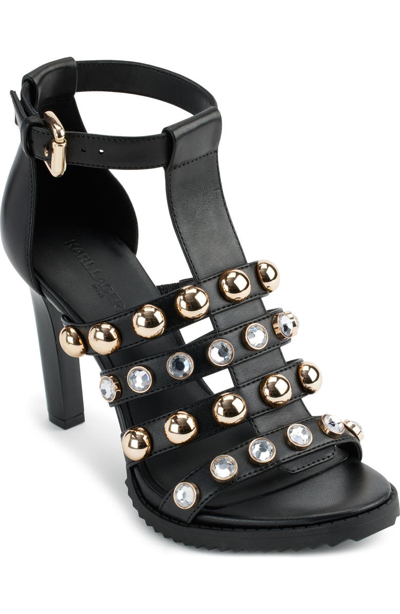 KARL LAGERFELD PARIS Brexton Studded T-Strap Sandal, Main, color,