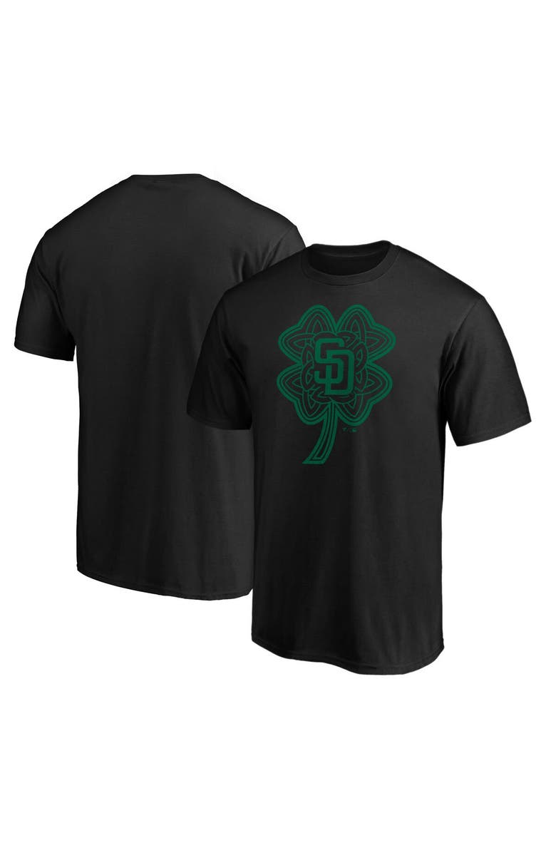 FANATICS Men's Fanatics Branded Black San Diego Padres St. Patrick's Day Celtic Charm T-Shirt, Main, color, 