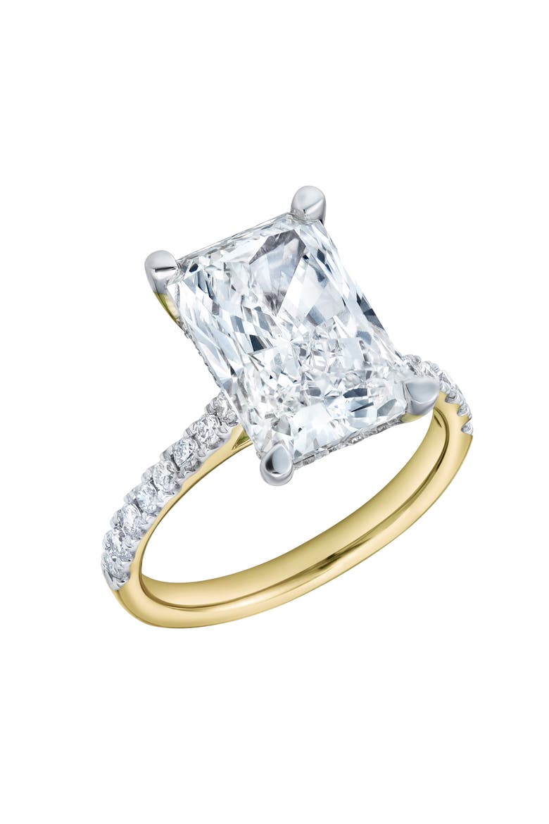 Maia 14K Gold Radiant Cut Lab Grown Diamond Hidden Halo Engagement Ring - 5.4 Ct, Alternate, color, 14K Yellow Gold