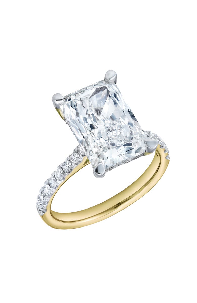 LuvMyJewelry Maia 14K Gold Radiant Cut Lab Grown Diamond Hidden Halo Engagement Ring - 5.4 Ct, Alternate, color, 14K Yellow Gold