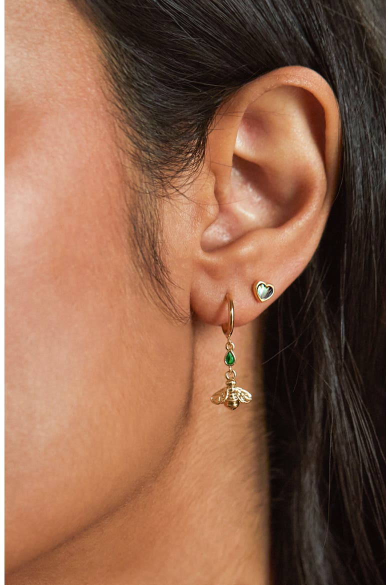 Abalone Heart Stud Earrings, Alternate, color, GOLD