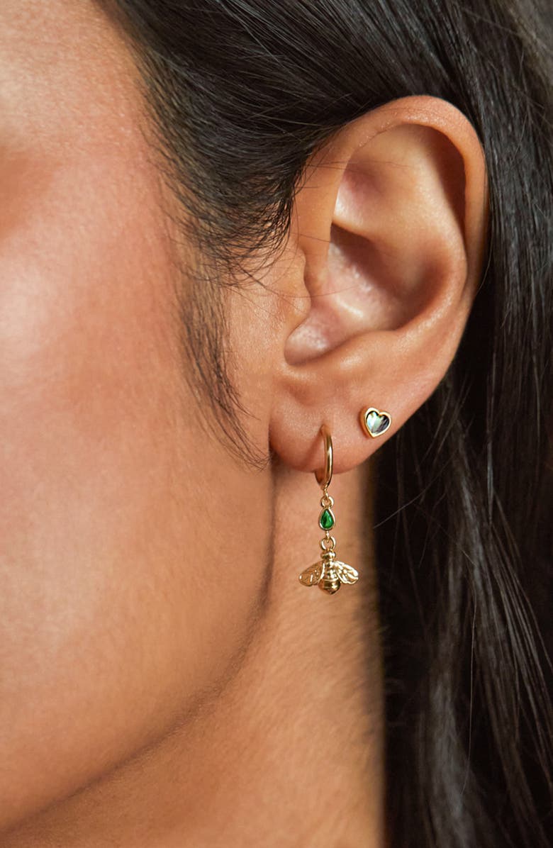 Estella Bartlett Abalone Heart Stud Earrings, Alternate, color, Gold