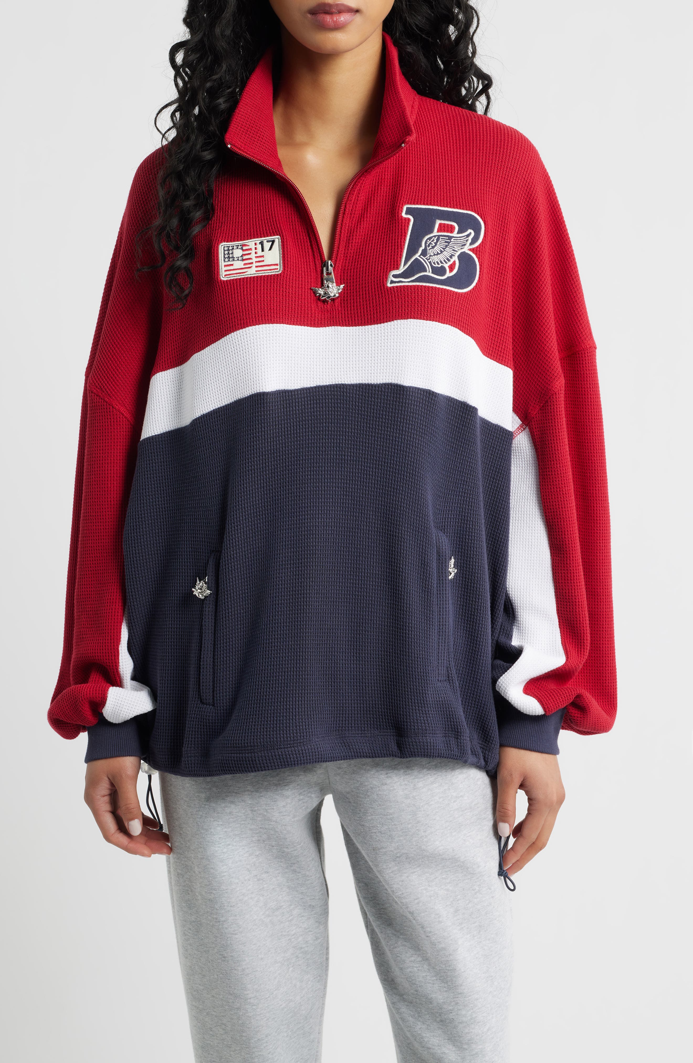 BOYS LIE Off Duty A1 Alex Waffle Knit Half Zip Sweatshirt