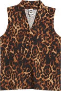 Anne Klein Leopard Triple Pleat Sleeveless Top