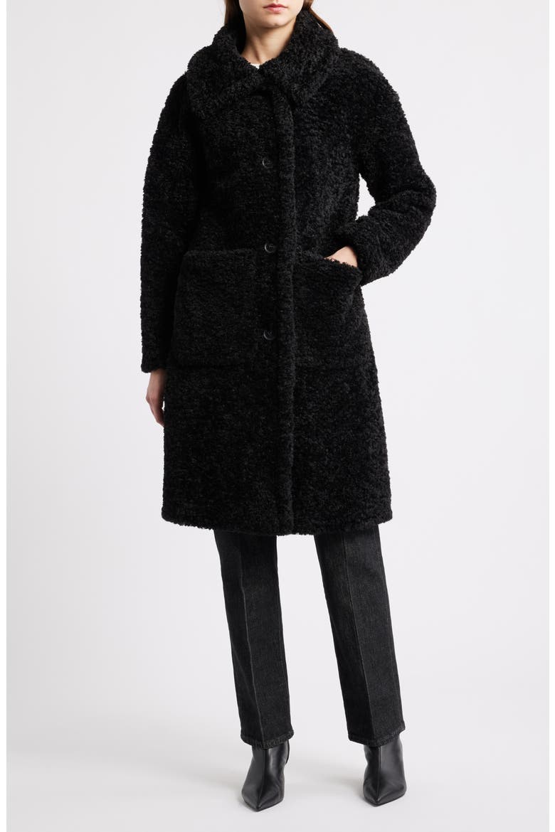 Long Teddy Coat, Main, color, BLACK