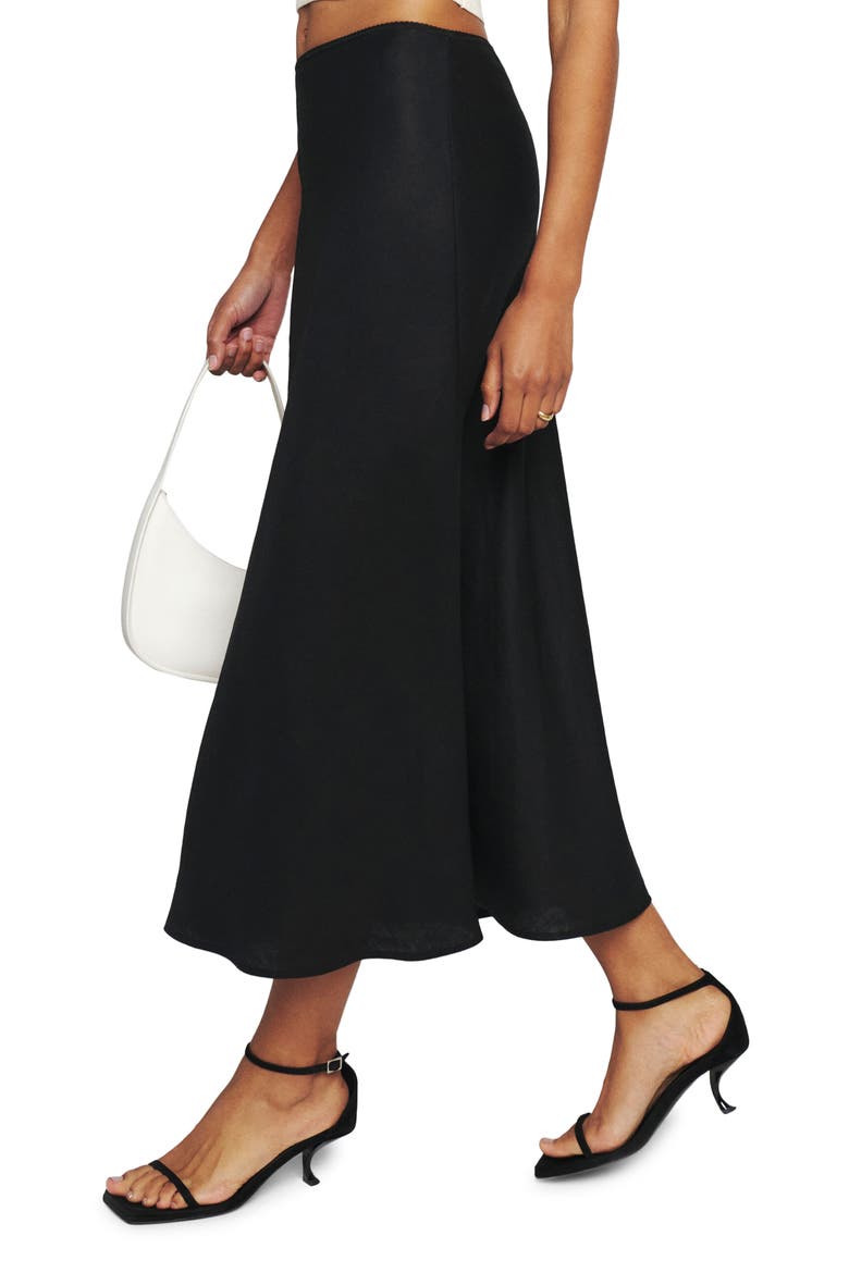 Layla Linen Skirt, Alternate, color, BLACK