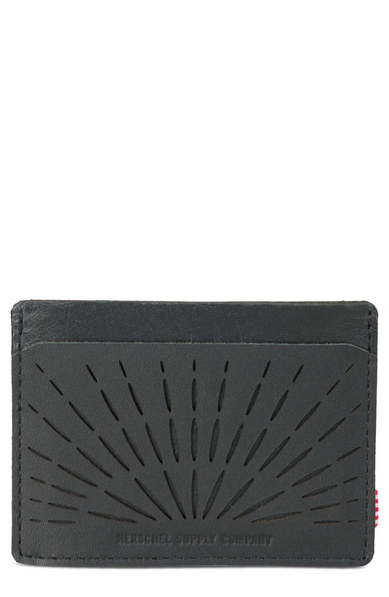 Herschel Supply Co. Charlie Perforated Leather Card Case, Main, color,