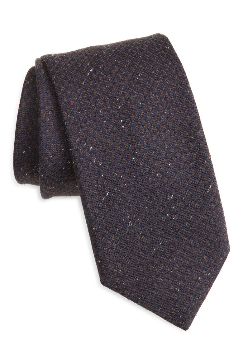 Neat Silk Tie, Main, color, DARK BROWN