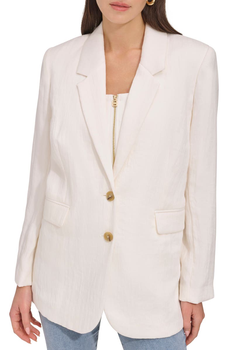 DKNY Organza Blazer, Main, color, Eggnog