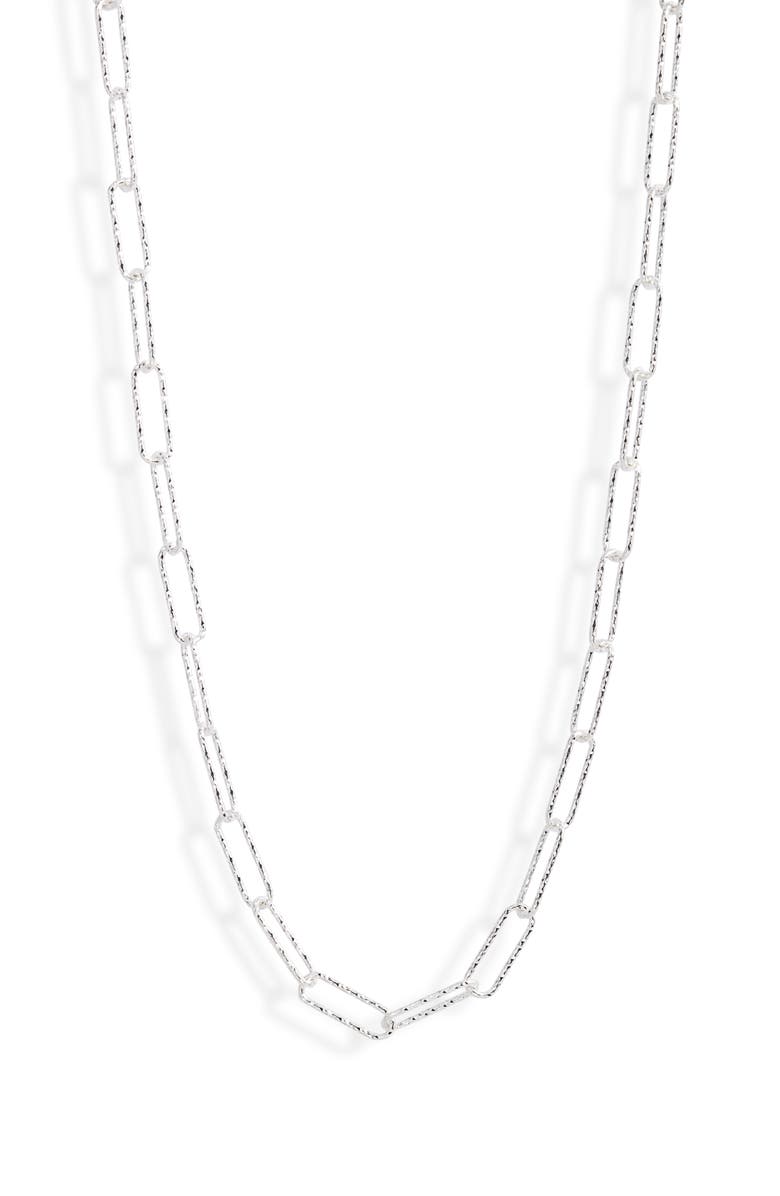 Monica Vinader Alta Textured Chain Link Necklace, Alternate, color, Silver