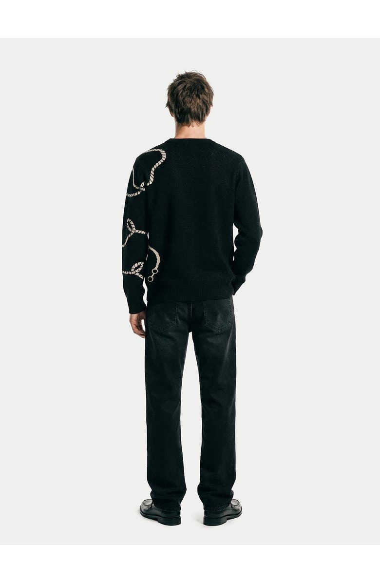 Gobi Cashmere Cashmere Horse Jacquard Sweater, Alternate, color, Black