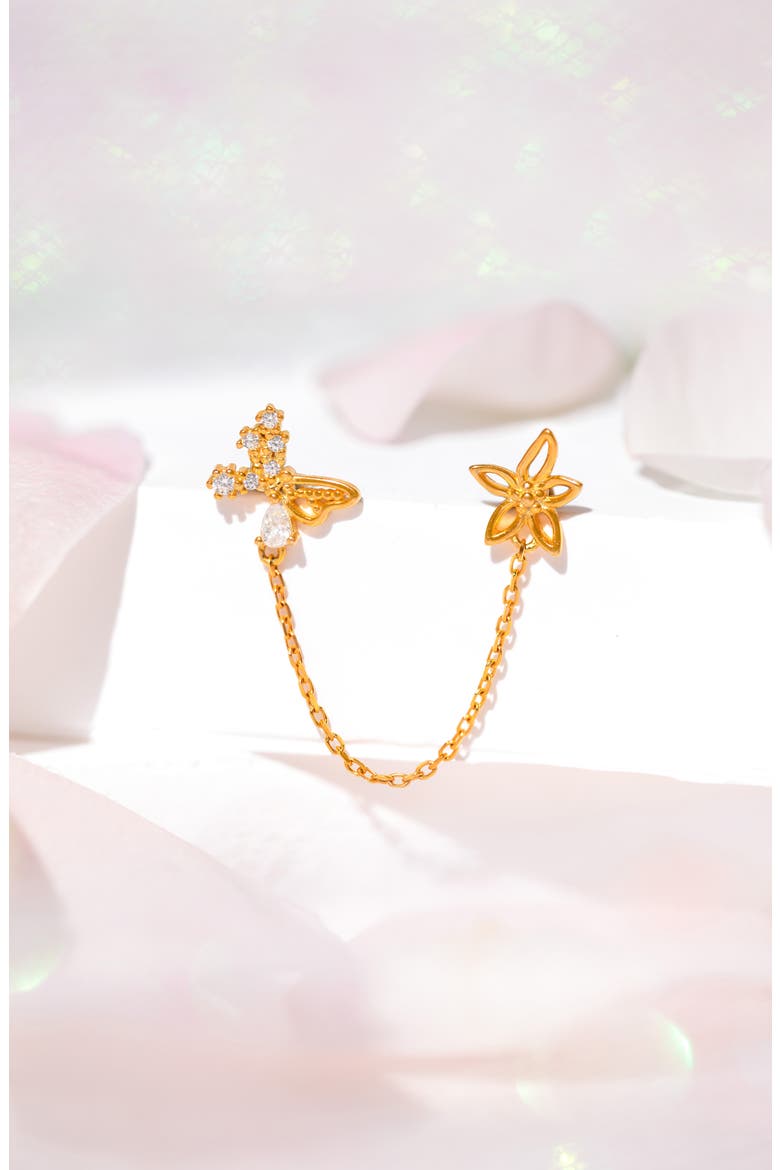 Butterfly Effect Double Piercing Chain Earring, Alternate, color, GOLD