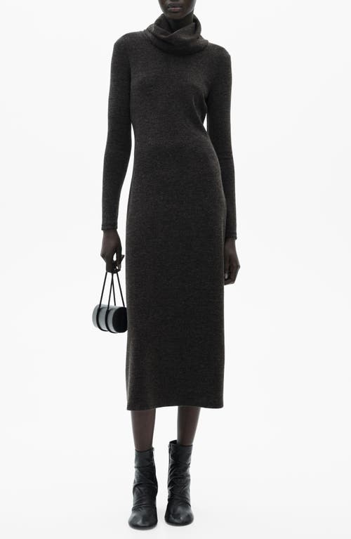 Shop Mango Turtleneck Long Sleeve Knit Sweater Dress In Grey