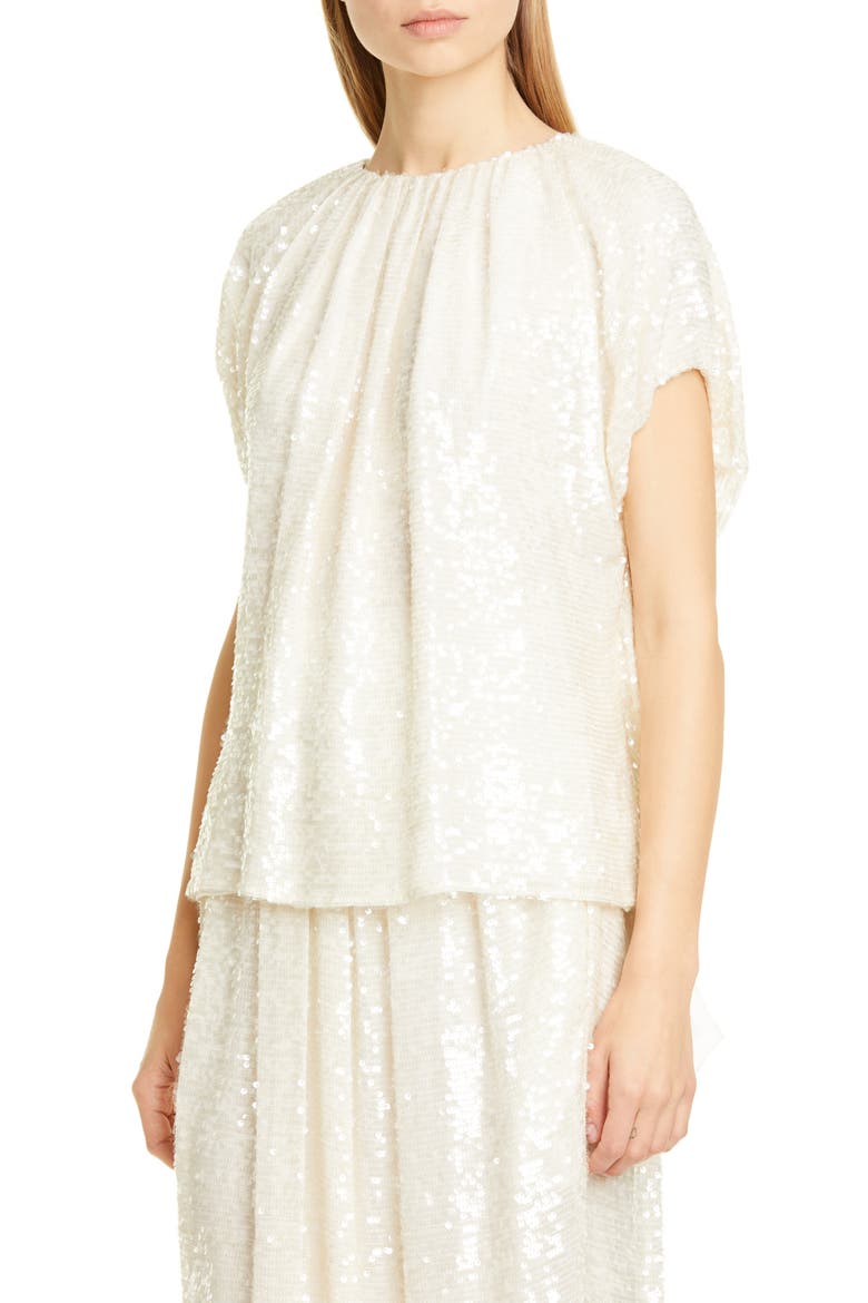 Sequin Embroidered Top, Alternate, color, IVORY