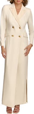 Donna Karan New York Double Breasted Long Sleeve Crepe Blazer Gown