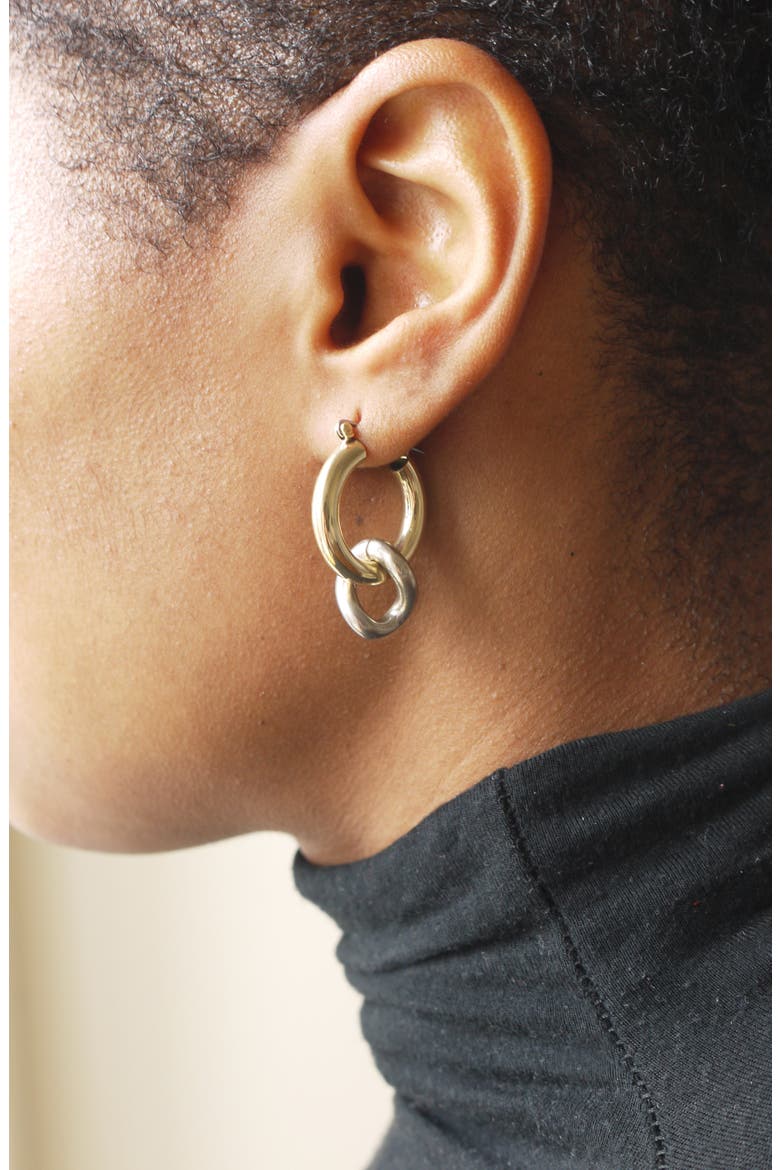 Onda Charm Earrings, Alternate, color, BRASS