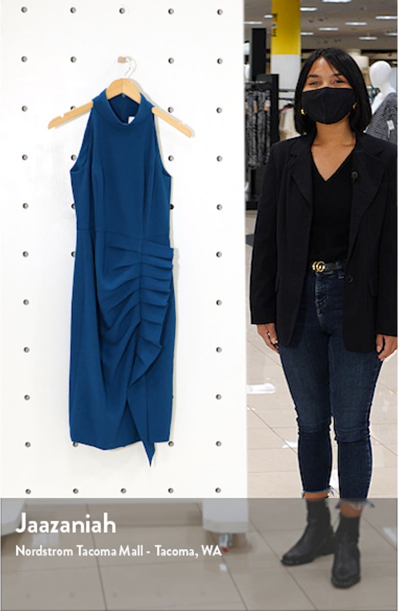 Sleeveless Pleat Ruffle Sheath Dress, sales video thumbnail