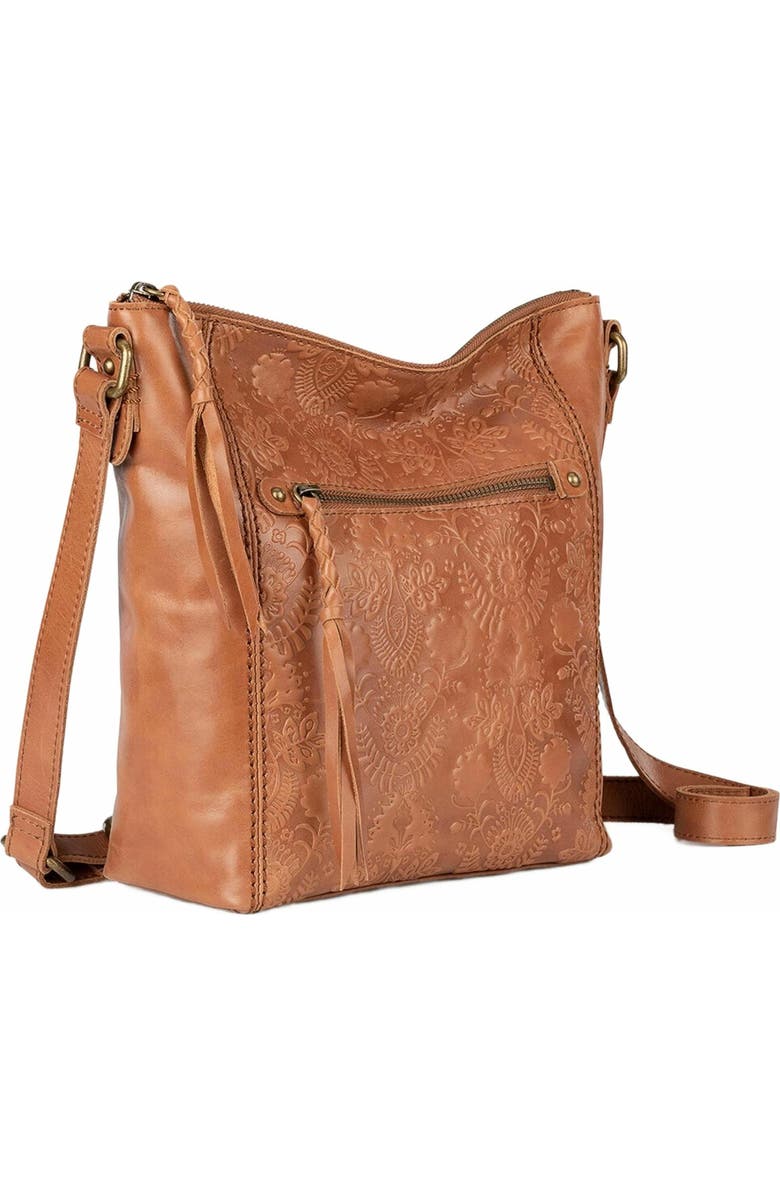 The Sak Ashland Leather Crossbody Bag, Alternate, color, Tobacco Floral Emboss