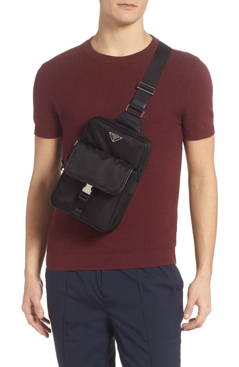 Prada Medium Nylon Sling Bag, Alternate, color,