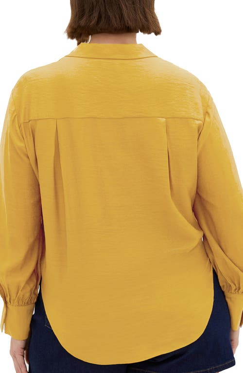 City Chic Rosabella Satin Shirt In Old Gold