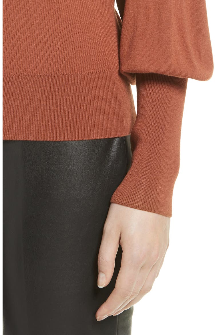 Puff Sleeve Sweater, Alternate, color, RUST SEQUOIA
