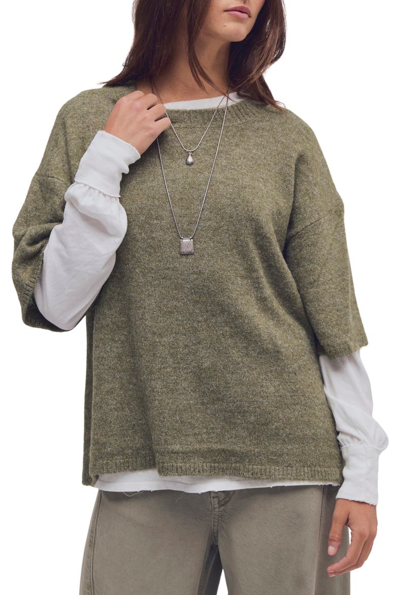 Margot Oversize Short Sleeve Sweater, Main, color, KALAMATA MELANGE