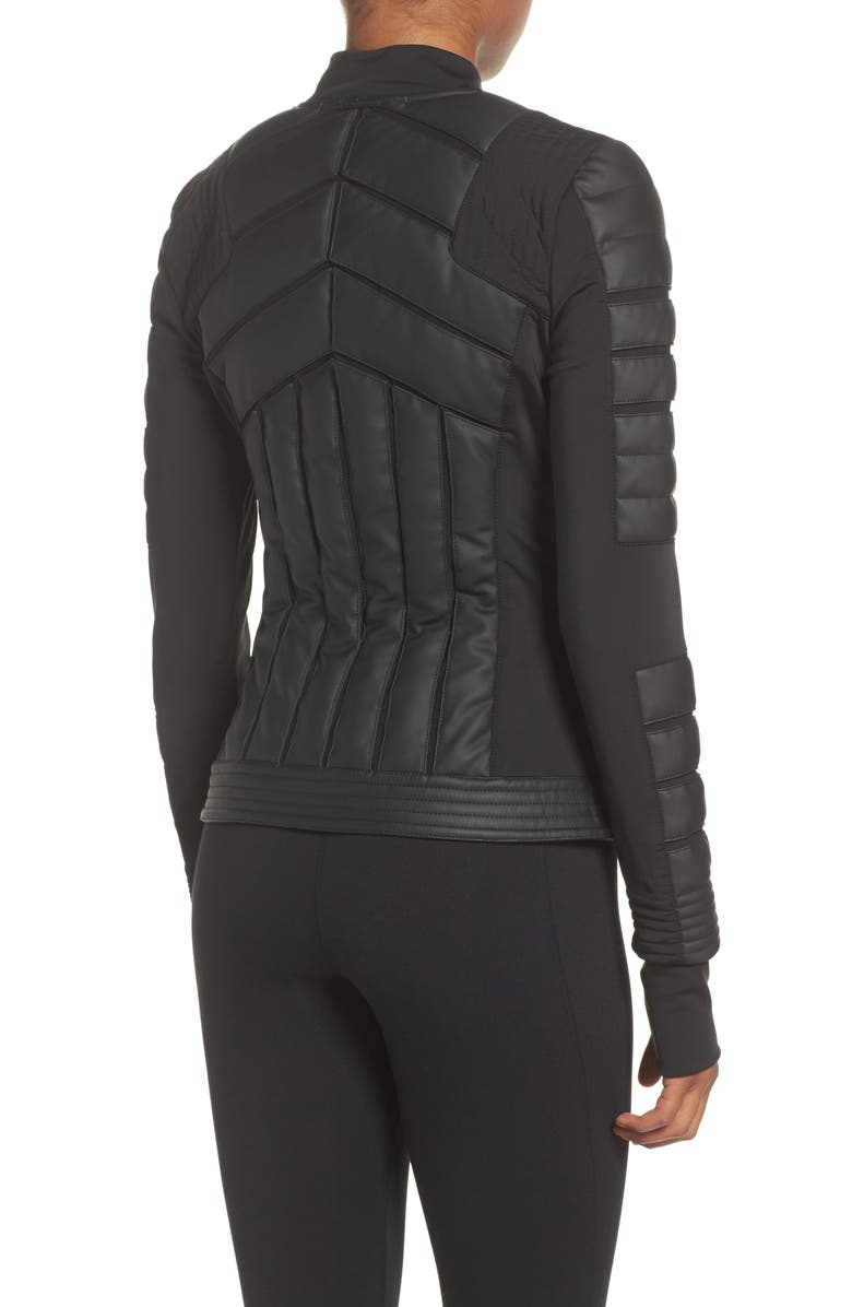 Blanc Noir Mesh Inset Bomber Jacket, Alternate, color, Black