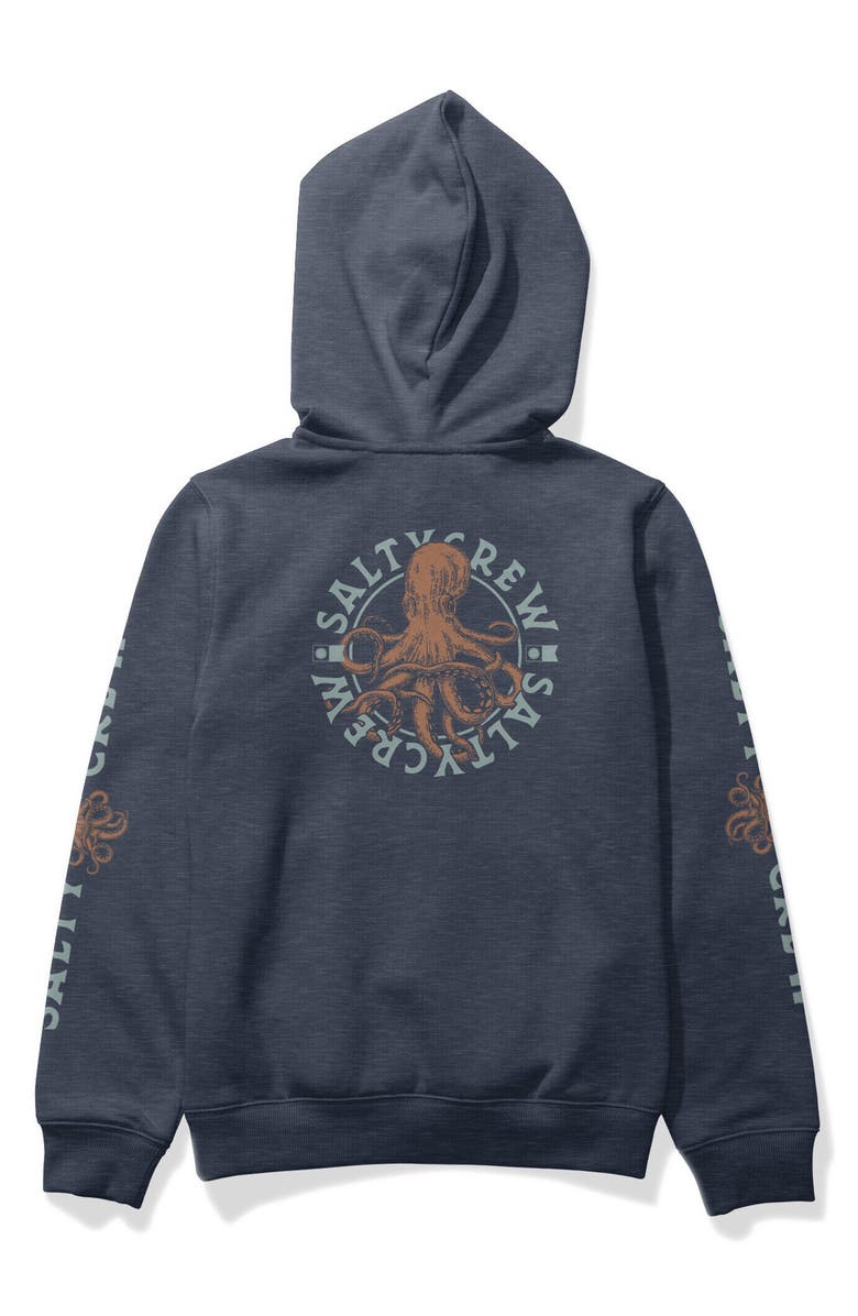 Salty Crew Kids' Tentacles Cotton Blend Hoodie, Alternate, color, Navy Heather