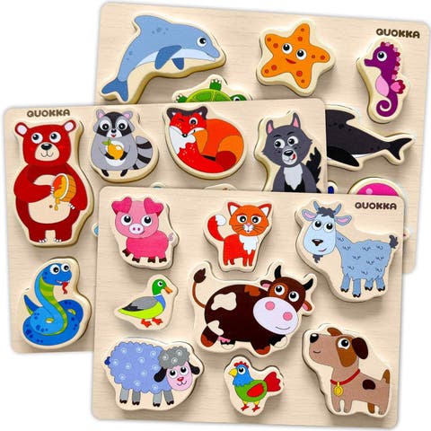 Wooden Puzzle Set for Toddlers - Educational Puzzles