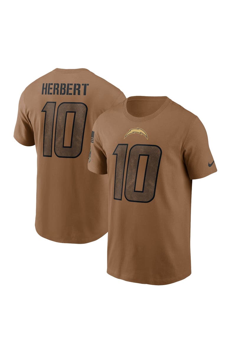 Nike Men's Nike Justin Herbert Brown Los Angeles Chargers 2023 Salute To Service Name & Number T-Shirt, Alternate, color,