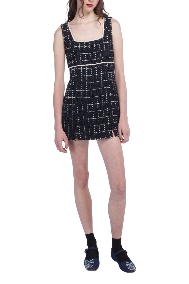 Windowpane Tweed Mini Dress, Alternate, color, DENIM MULTI