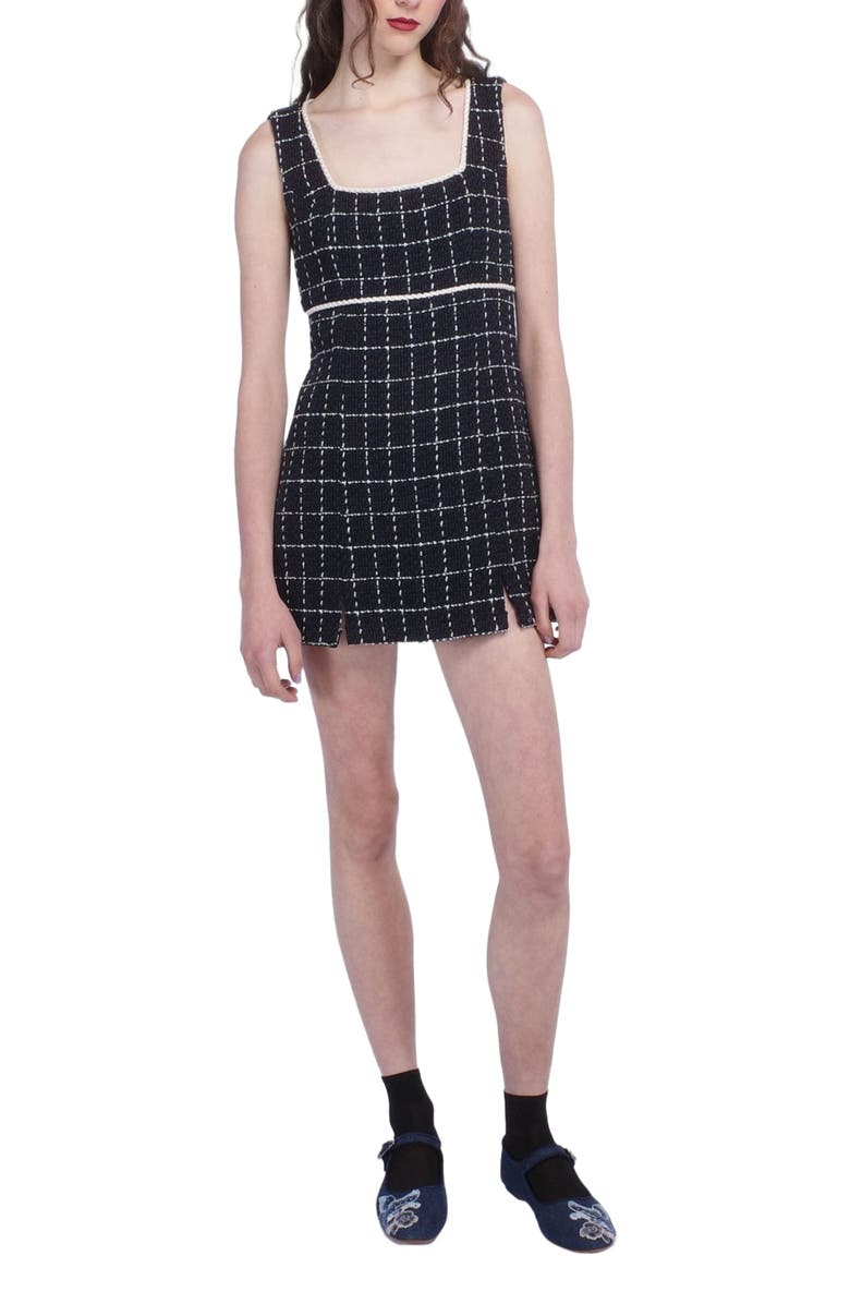 Anna Sui Windowpane Tweed Mini Dress, Alternate, color, Denim Multi