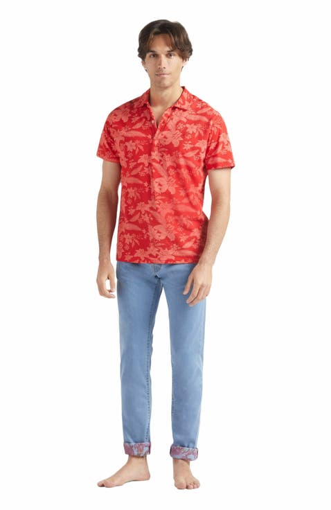 Men's Printed Lightening Flower Cotton Polo