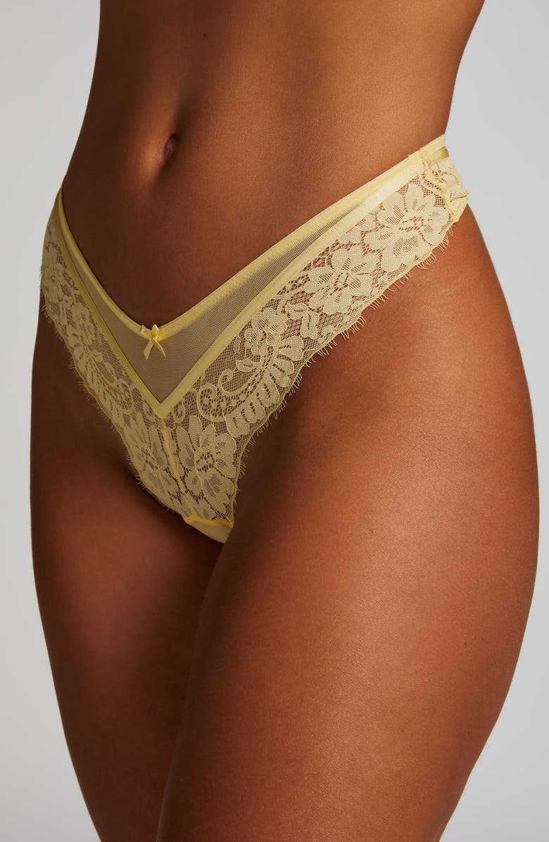 Hunkemöller Milaan Lace & Mesh Thong, Alternate, color, 