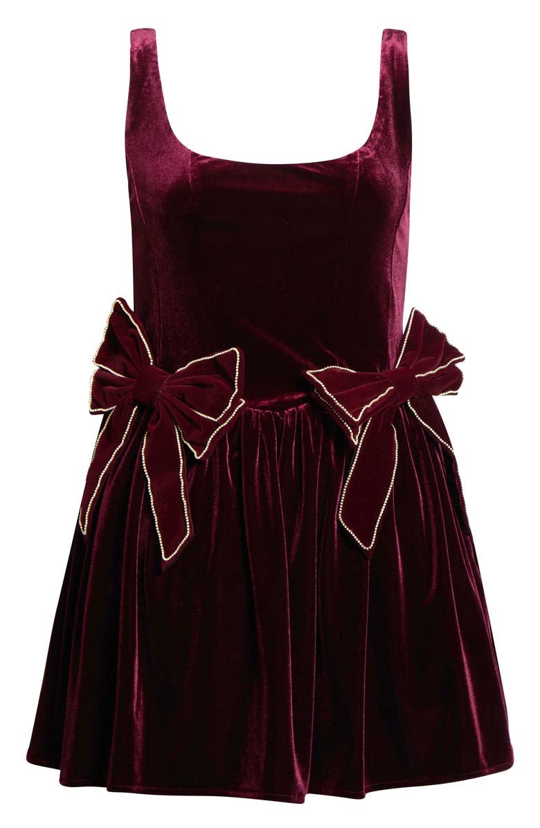 All in Favor Velvet Fit & Flare Dress, Main, color, Burgundy