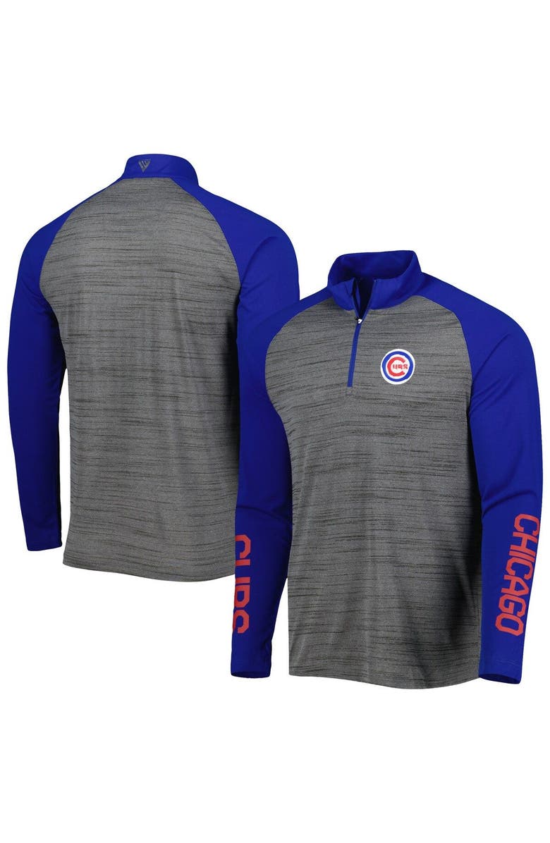 LEVELWEAR Men's Levelwear Heather Gray Chicago Cubs Vandal Raglan Quarter-Zip Top, Main, color, 