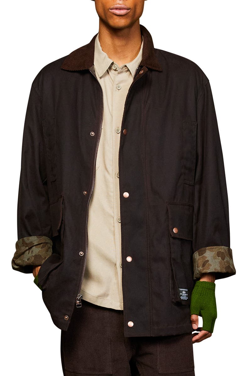 Alpha Industries Waxed Cotton Car Coat, Main, color, 