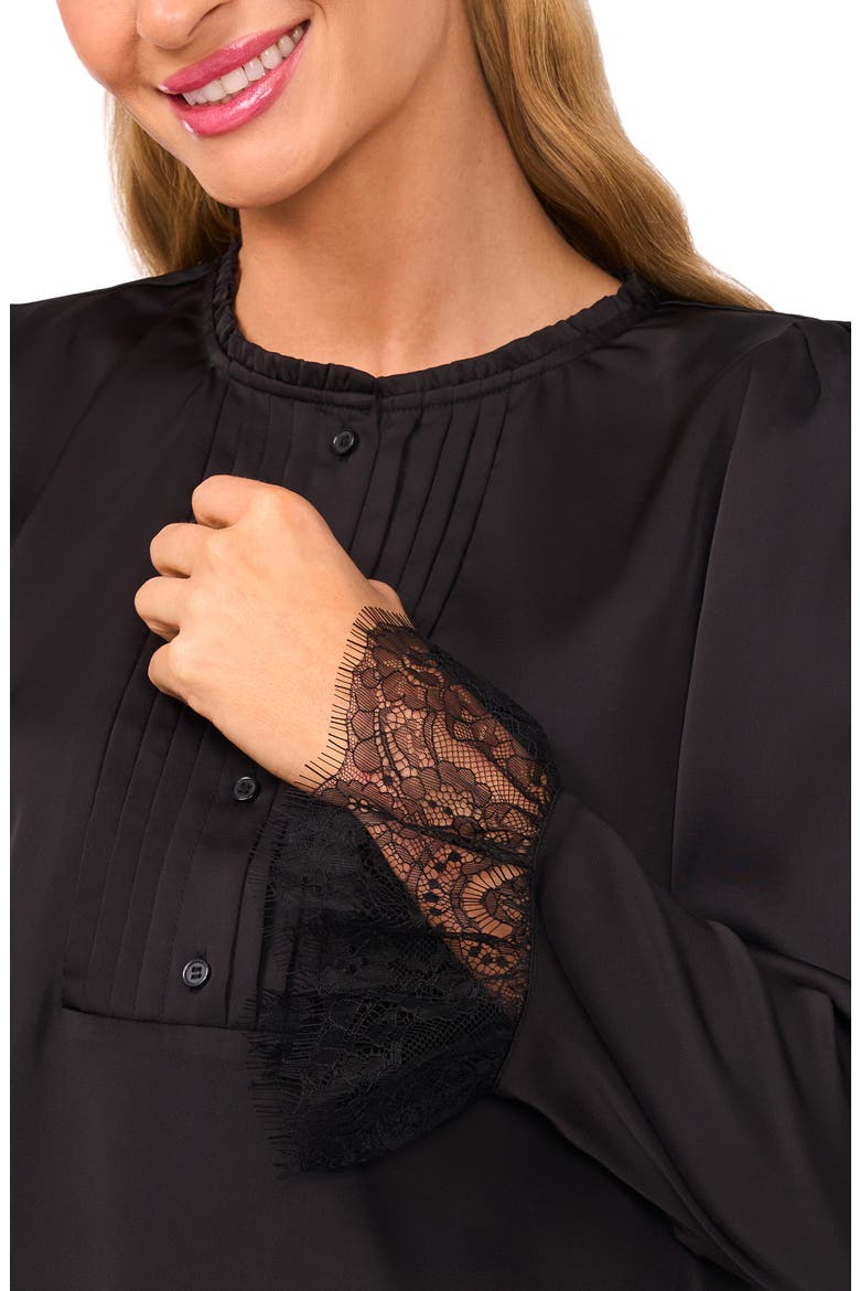 Pintuck Lace Trim Top, Alternate, color, RICH BLACK