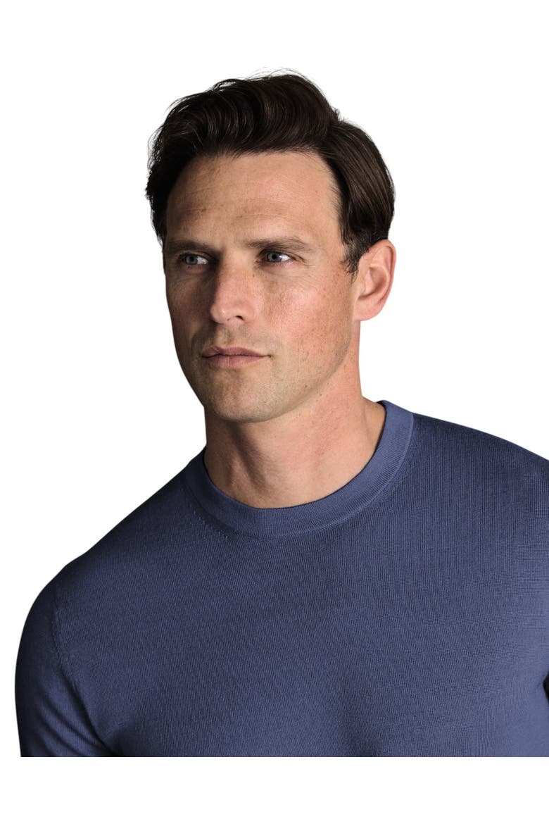 Pure Merino Crew Neck Sweater, Alternate, color, Steel Blue