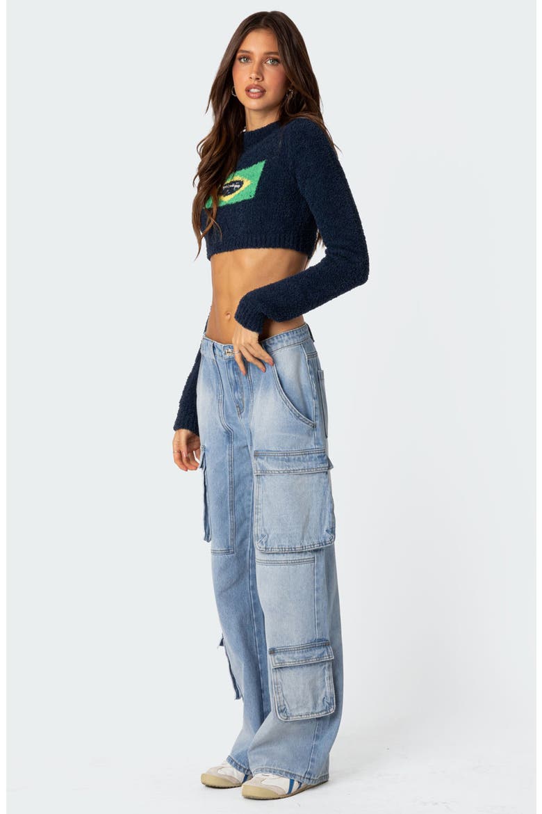 Tara Low Rise Cargo Jeans, Alternate, color, BLUE-WASHED