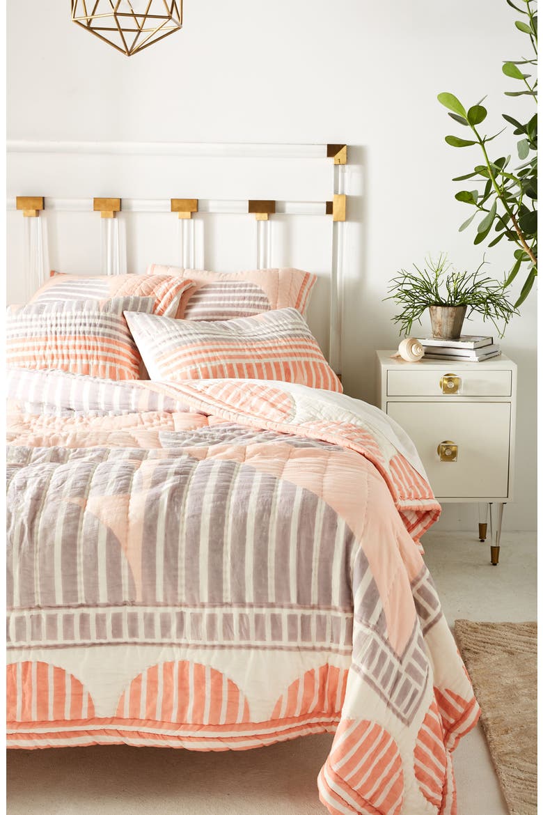 Anthropologie Stripe Geo Quilt, Main, color, PINK