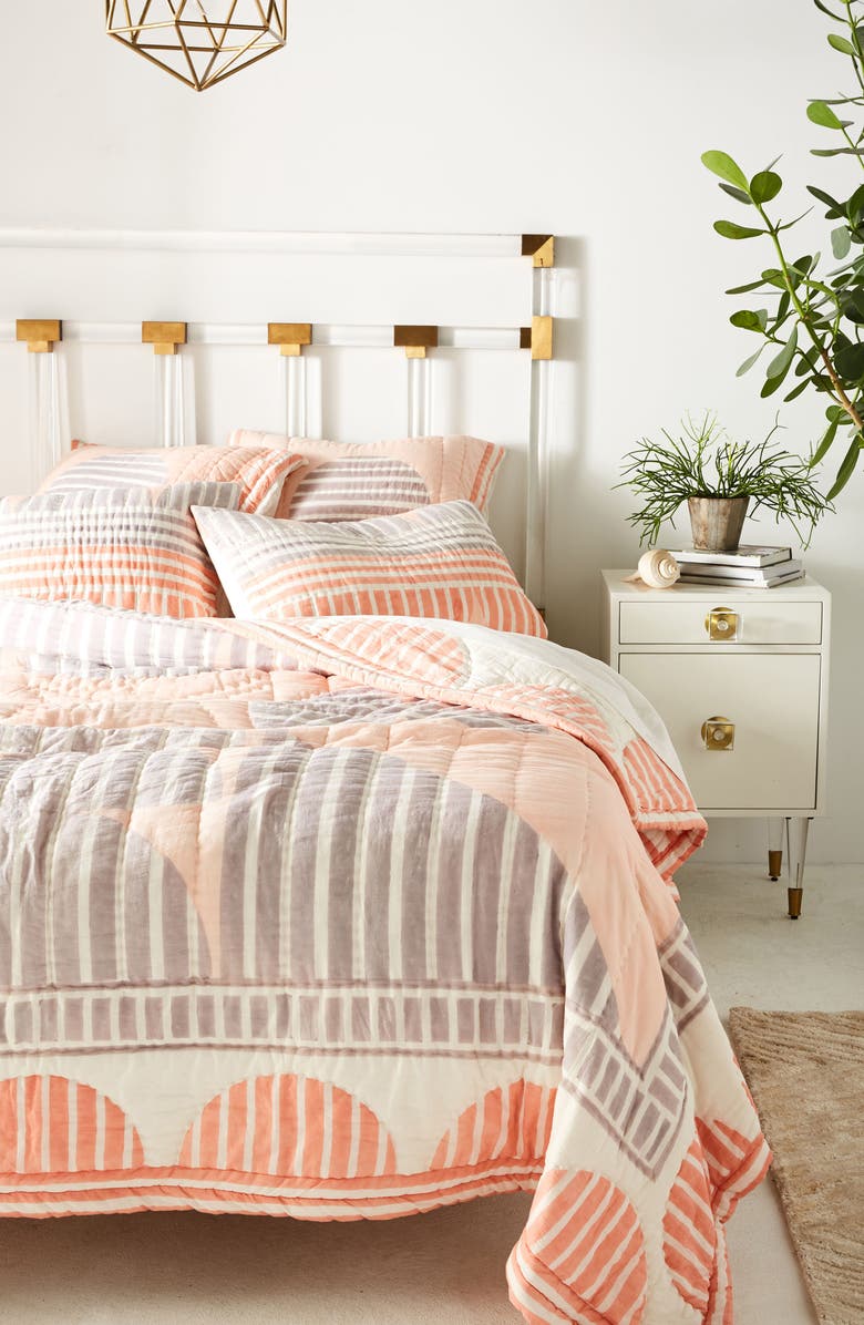 Anthropologie Home Anthropologie Stripe Geo Quilt, Main, color, 