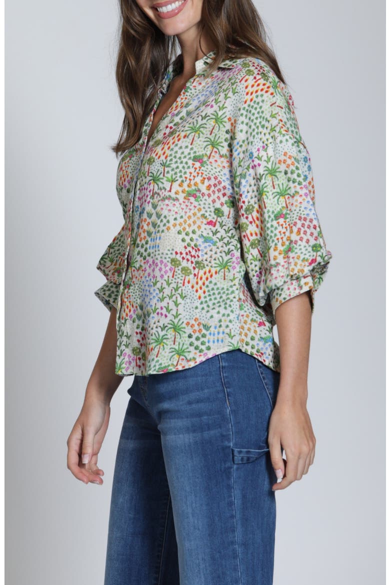 Floral Print Woven Shirt, Alternate, color, SAGE GREEN MULTI