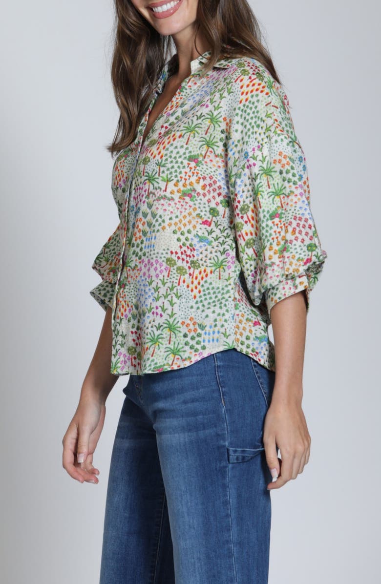 APNY Floral Print Woven Shirt, Alternate, color, Sage Green Multi
