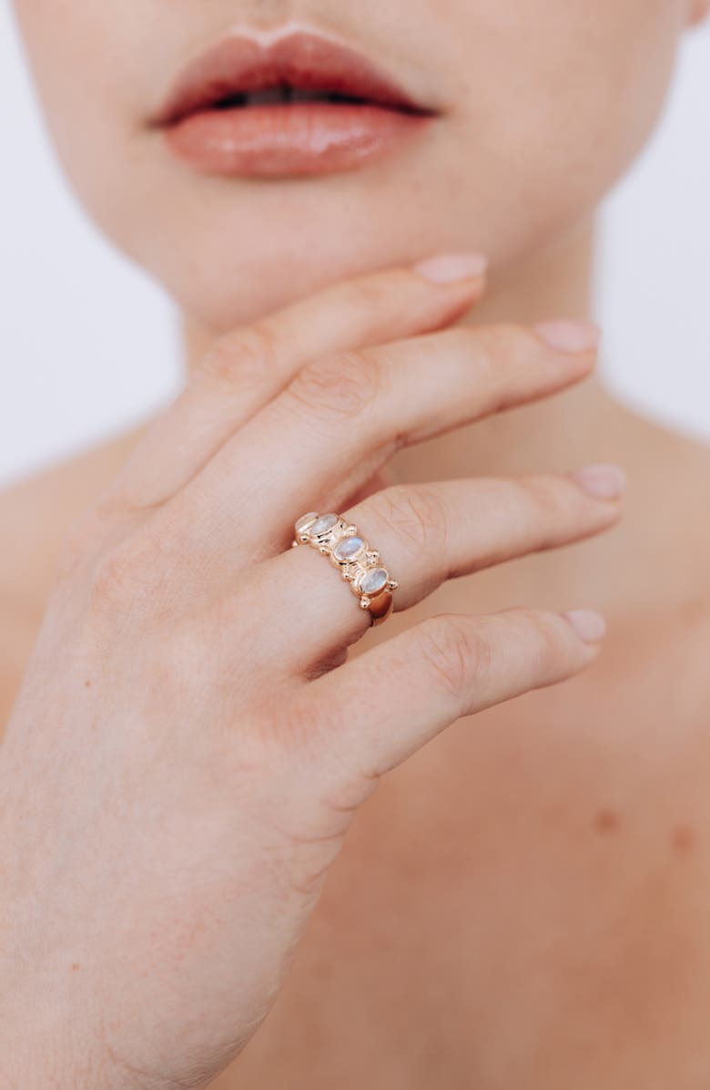 Anzie Méditerrannée Oval Arch Eternity Ring, Alternate, color, Moonstone