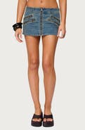 EDIKTED Ronan Zip Low Rise Denim Miniskort